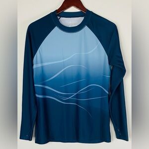 Women’s Blue Long-Sleeve Swim Shirt Rash Guard